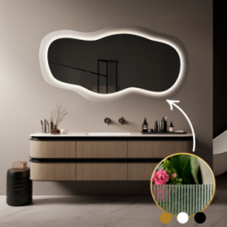 Spiegel op ornamentglas Estriado met verlichting - LUXORA GLASORI LED