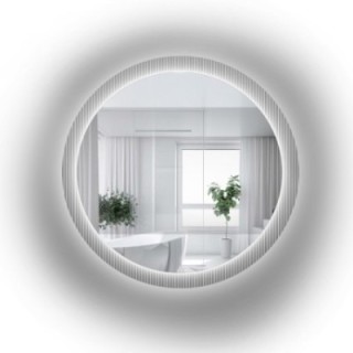 Ronde spiegel op ornamentglas Visiosun Classic met verlichting - LUXORA GLIMMER LED