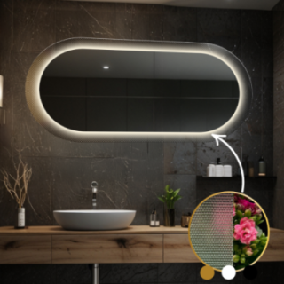Ovale spiegel op ornamentglas Master Point met verlichting - LUXORA ORNATE LED