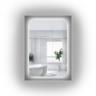 Rechthoekige spiegel op ornamentglas Master Point met verlichting - LUXORA SOLEIL LED