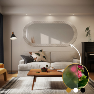 Decoratieve ovale spiegel op ornamentglas Master Soft – LUXORA VESPER