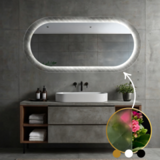 Ovale spiegel op ornamentglas Master Soft met verlichting - LUXORA VESPER LED