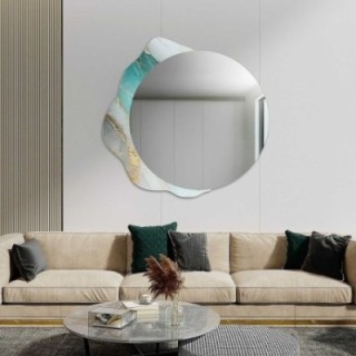 Rond spiegel op onregelmatig groen marmer – MARBLE FERRO