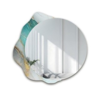 Rond spiegel op onregelmatig groen marmer – MARBLE FERRO