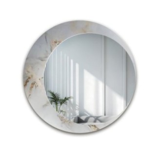 Rond spiegel op wit-goud marmer – MARBLE MARLUCE