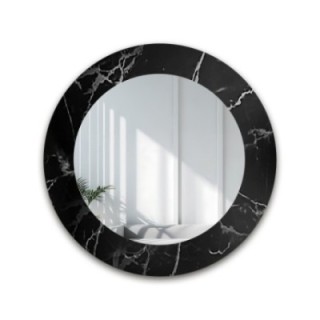 Rond spiegel op zwart-zilver marmer – MARBLE MURASO