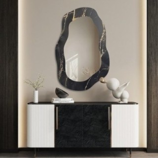 Onregelmatige spiegel op zwart-goud marmer – MARBLE NOCTO