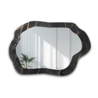 Onregelmatige spiegel op zwart-goud marmer – MARBLE VERDI