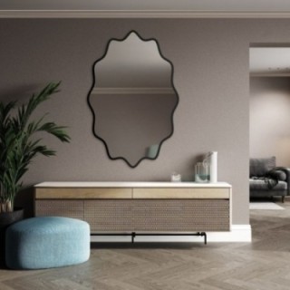 Elliptische spiegel in een golvende MDF-lijst – AQUARELLE ELVA