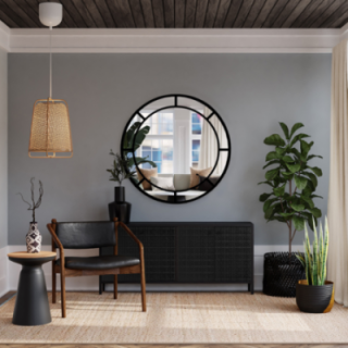 Ronde loftspiegel met mdf stijlen - MONA