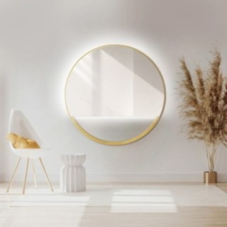 Ronde spiegel in goud MDF SLIM lijst met vrije ruimte - OLENA LED