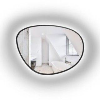 Onregelmatig gevormde spiegel in een frame met verlichting - AGAT IN LED FRAME