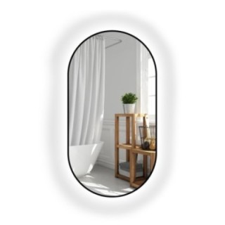 Ovale spiegel in zwarte MDF SLIM lijst met verlichting - OLI LED - lijstkleur naar keuze
