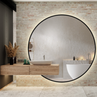 Ronde ledspiegel op maat met kastuitsparing in mdf lijst - ORFEUSZ LED