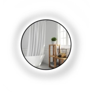 Ronde spiegel in goudkleurige MDF SLIM lijst met verlichting - OTYLIA LED - lijstkleur naar keuze