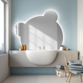 Spiegel voor kinderbadkamer met verlichting - PANDA LED