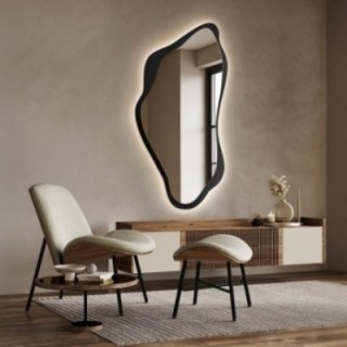 Onregelmatig gevormde spiegel in mdf lijst met verlichting - PIENA IN LED FRAME