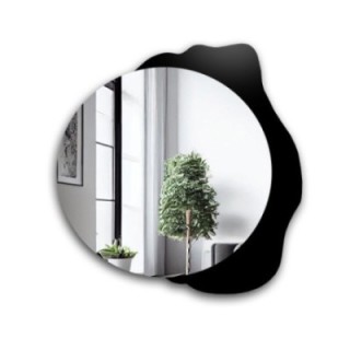 Decoratieve ronde spiegel op zwarte beits - PLAMKO