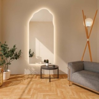 Halfovale spiegel met organische vorm en verlichting - AURO LED 1