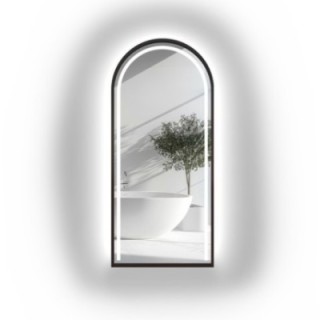 Half-ovale spiegel met verlichting in mdf frame - PLATO IN LED FRAME