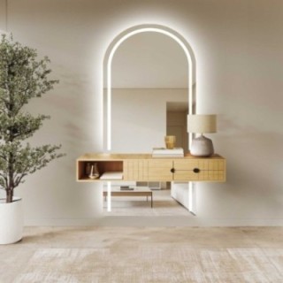 Halfovale spiegel met verlichting - PLATO IN TWEE LED-DELEN