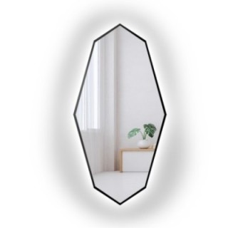 Decoratieve spiegel met scherpe organische vorm in frame met verlichting - RIOLIT IN LED FRAME