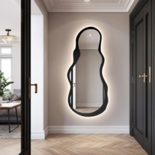 Onregelmatig gevormde spiegel in mdf lijst met verlichting - RISOL IN LED FRAME