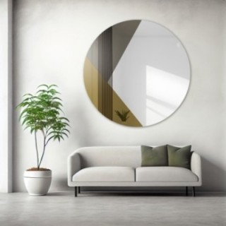 Ronde decoratieve spiegel gekleurd paneel goud en brons - RONI