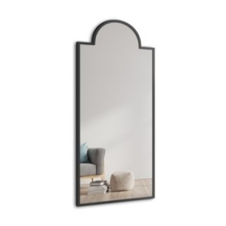 Decoratieve half-ovale spiegel in zwarte MDF lijst - ROSANO