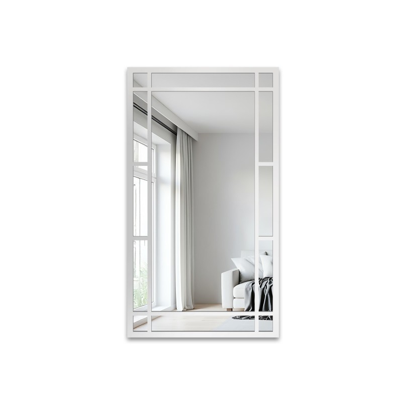 Loft spiegel met raamwerk in een wit frame - SET