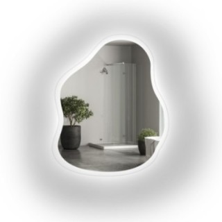 Organisch gevormde spiegel op floatglas met verlichting - STONE GLASS LED