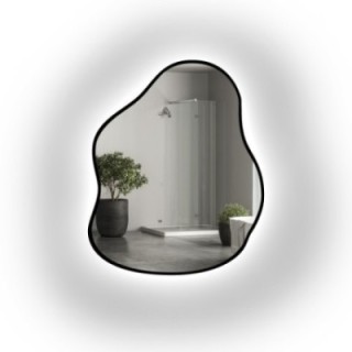 Spiegel met organische vorm in frame met verlichting - STONE IN LED FRAME