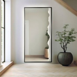 Decoratieve spiegel in zwarte MDF lijst met verlichting - WIENA IN LED FRAME