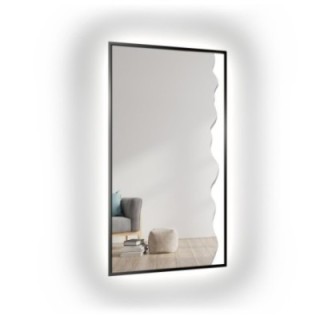 Decoratieve spiegel in zwarte MDF lijst met verlichting - WIENA IN LED FRAME