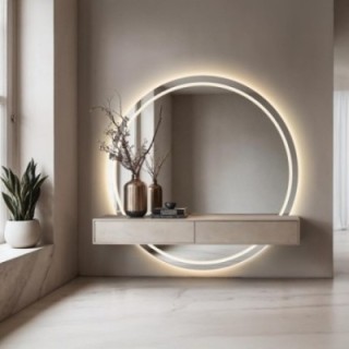 Ronde badkamerspiegel in twee delen met verlichting WIRO LED I
