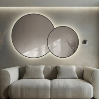 Ronde spiegelset in mdf slim frame spiegel met verlichting - DOTTI LED