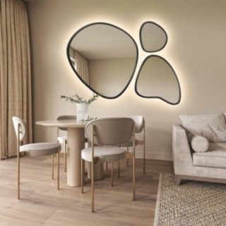 Set van drie organische spiegels in lijst met verlichting - FLORA IN LED FRAME