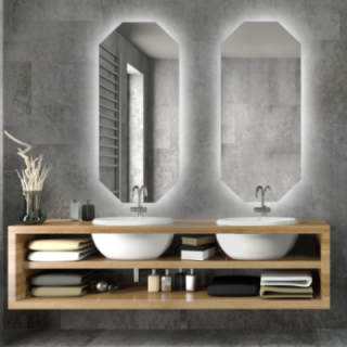 Set van achthoekige spiegels met verlichting - OKTAGON LED KIT