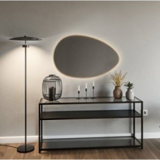 Organische spiegel in gouden MDF SLIM lijst met verlichting - ZOE LED - lijstkleur naar keuze