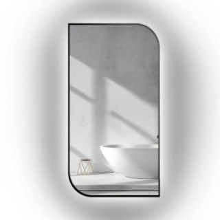 Spiegel in zwart MDF SLIM frame met verlichting - LED traantje - kleur van frame naar keuze