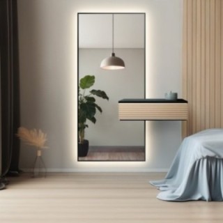 Moderne omkaderde spiegel met kastuitsparing met LED-verlichting 1503