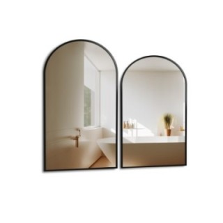 Set van twee semi-ovale spiegels in zwarte MDF slanke lijst - DOMI II SET IN FRAME