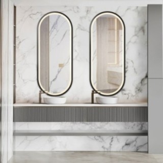 Set ovale spiegels in mdf lijst met verlichting - OSKAR LED KIT II