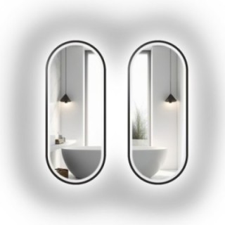Set ovale spiegels in mdf lijst met verlichting - OSKAR LED KIT II