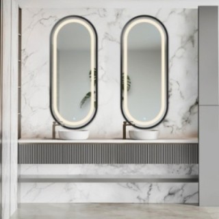 Set ovale spiegels in mdf lijst met verlichting - OSKAR SET IN LED FRAME III