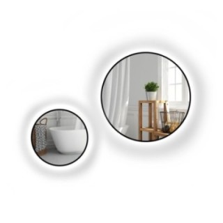 Set ronde spiegels in zwart MDF SLIM frame met verlichting - OTYLIA LED KIT - framekleur naar keuze