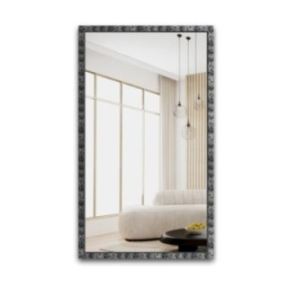 Spiegel in brede zilveren houten lijst – 9502001