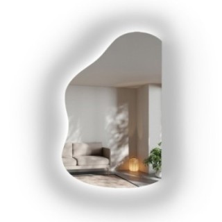 Organische spiegel met afgeschuinde rand en ledverlichting - STONE LED AFGESCHUINDE RAND