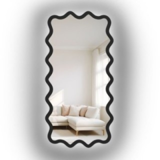 Rechthoekige spiegel met golvende MDF-lijst en verlichting - AQUARELLE MARELLA LED