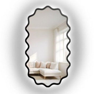 Ovaal spiegel met golvende MDF-lijst en verlichting - AQUARELLE ELORA LED